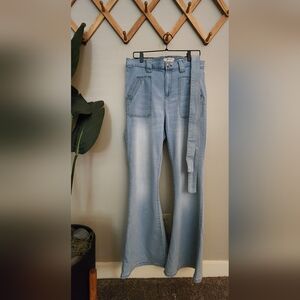 A Beautiful Soul Altar'd State Elise High-Rise Belted Curve Fit Flare Jeans | 14